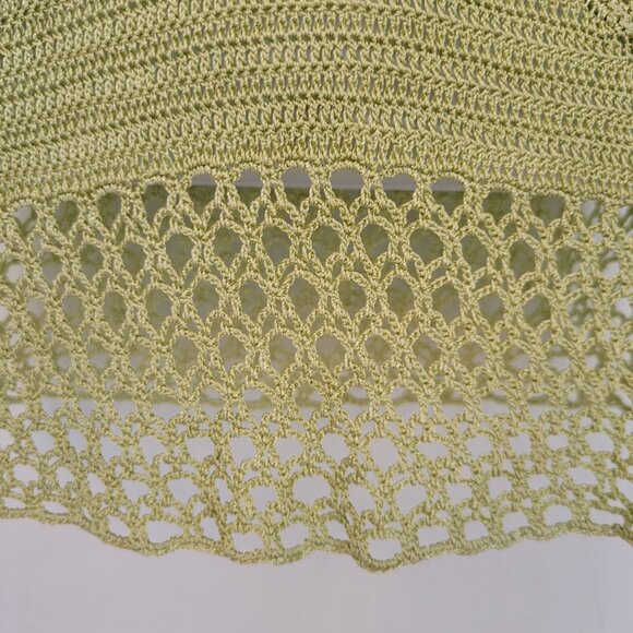 Kroshetta by Papillon S Green Rayon Sleeveless Crochet Top Boho Coastal Beaded - Picture 7 of 8